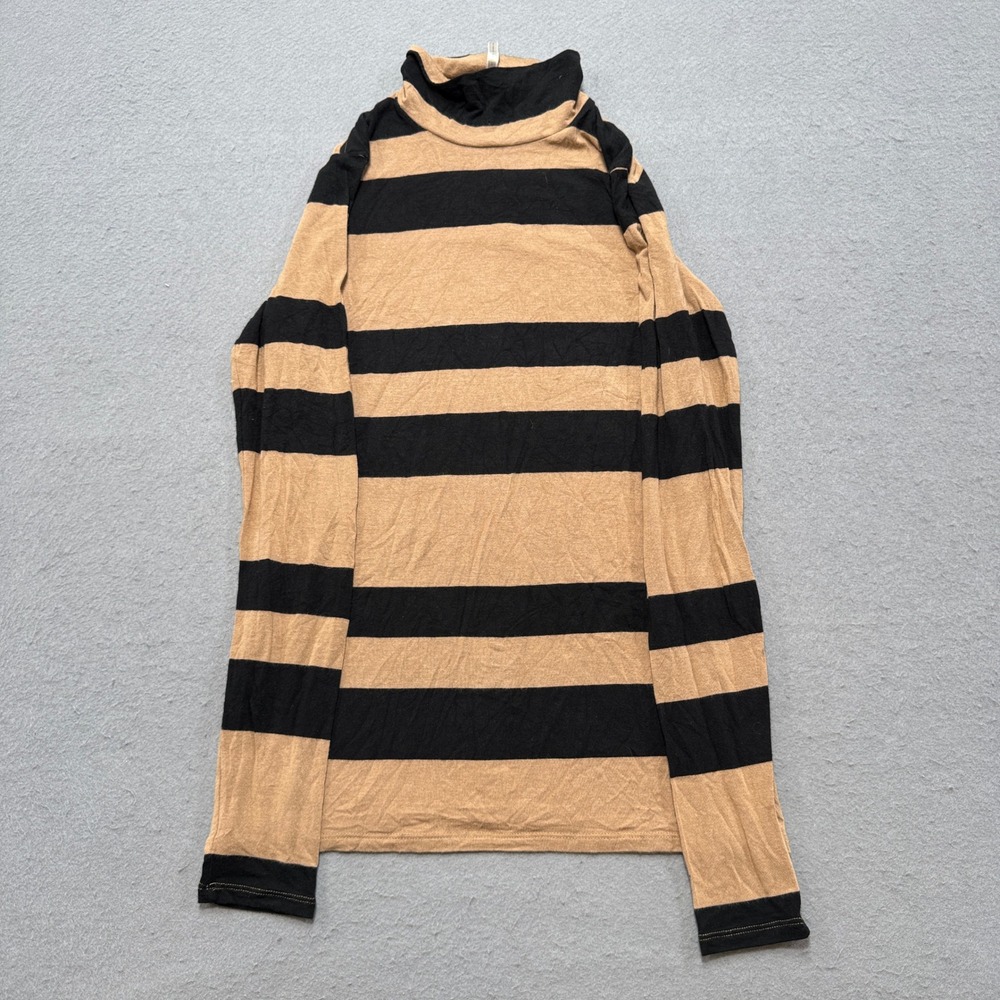 Banana Republic Shirt Women's XS Brown Striped Turtleneck Long Sleeve Classic